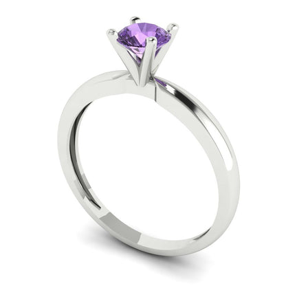 0.5 cttw Simulated Alexandrite Solitaire  Engagement Ring - Solid Gold (Round Cut,5.0mm)