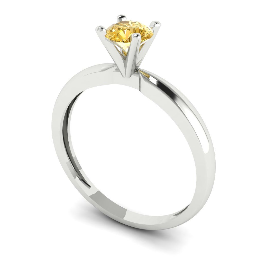 0.5 cttw Yellow Moissanite Solitaire  Engagement Ring - Solid Gold (Round Cut,5.0mm)