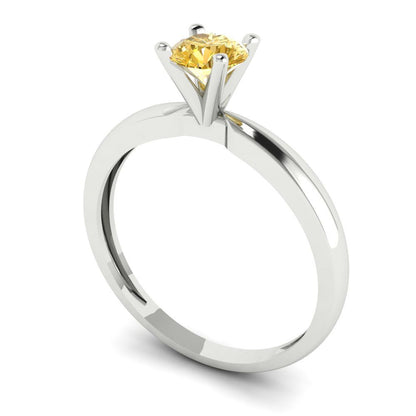 0.5 cttw Yellow Moissanite Solitaire  Engagement Ring - Solid Gold (Round Cut,5.0mm)