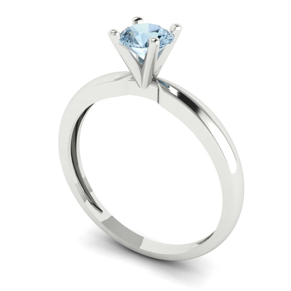 0.5 cttw Natural Sky Blue Topaz Solitaire  Engagement Ring - Solid Gold (Round Cut,5.0mm)