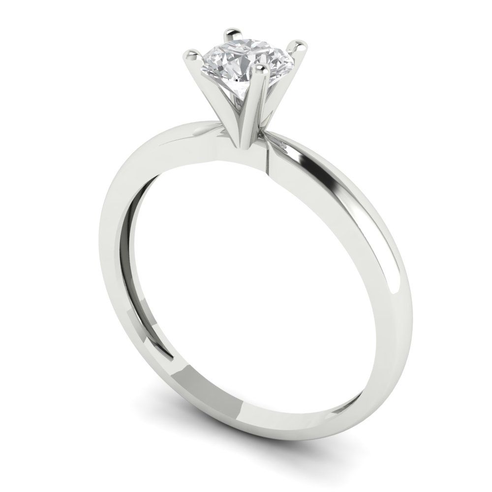 0.5 cttw White Sapphire Solitaire  Engagement Ring - Solid Gold (Round Cut,5.0mm)