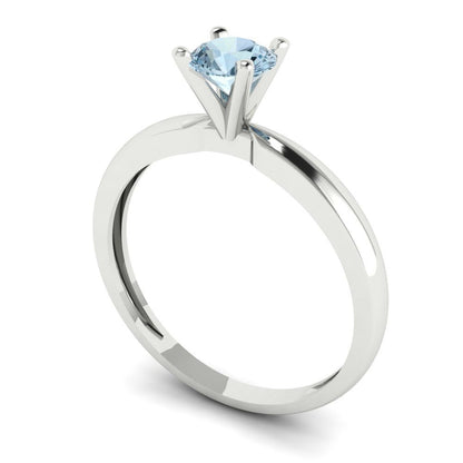 0.5 cttw Natural Aquamarine Solitaire  Engagement Ring - Solid Gold (Round Cut,5.0mm)