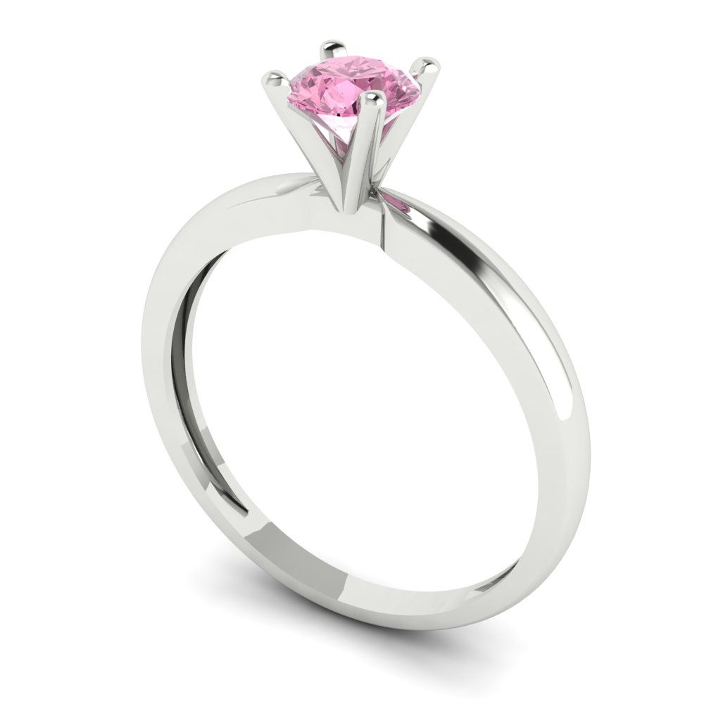 0.5 cttw Zirconia Simulated Pink Diamond Solitaire  Engagement Ring - Solid Gold (VVS1, Round Cut,5.0mm)