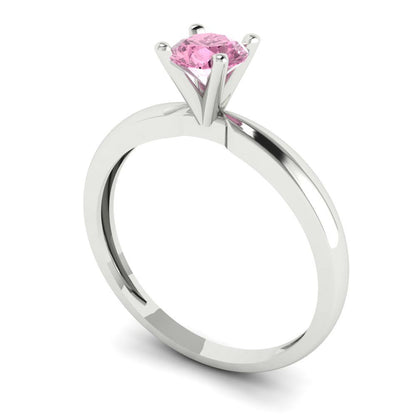 0.5 cttw Zirconia Simulated Pink Diamond Solitaire  Engagement Ring - Solid Gold (VVS1, Round Cut,5.0mm)