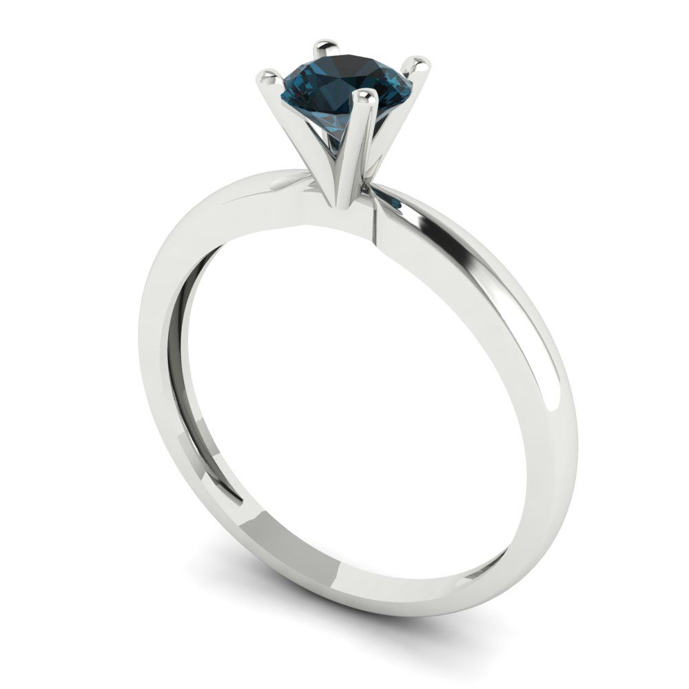0.5 cttw Natural London Blue Topaz Solitaire  Engagement Ring - Solid Gold (Round Cut,5.0mm)
