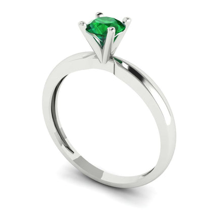 0.5 cttw Simulated Emerald Solitaire  Engagement Ring - Solid Gold (Round Cut,5.0mm)