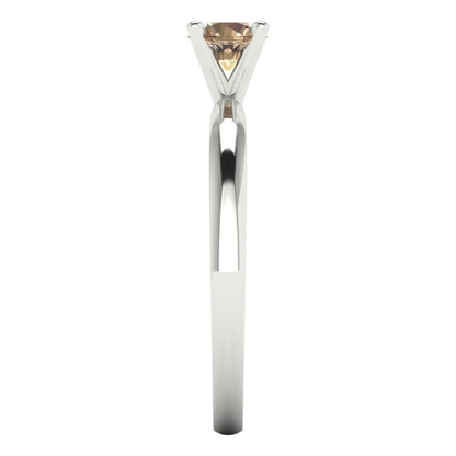 0.5 cttw Yellow Moissanite Solitaire  Engagement Ring - Solid Gold (Round Cut,5.0mm)