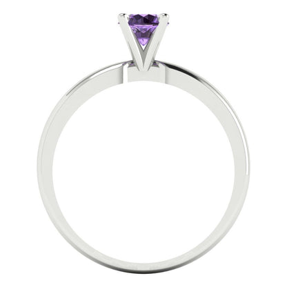 0.5 cttw Simulated Alexandrite Solitaire  Engagement Ring - Solid Gold (Round Cut,5.0mm)