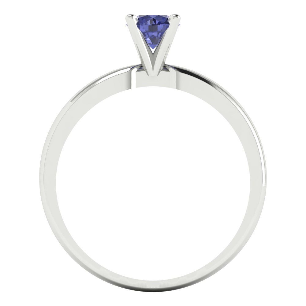 0.5 cttw Simulated Tanzanite Solitaire  Engagement Ring - Solid Gold (Round Cut,5.0mm)