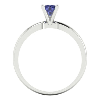 0.5 cttw Simulated Tanzanite Solitaire  Engagement Ring - Solid Gold (Round Cut,5.0mm)