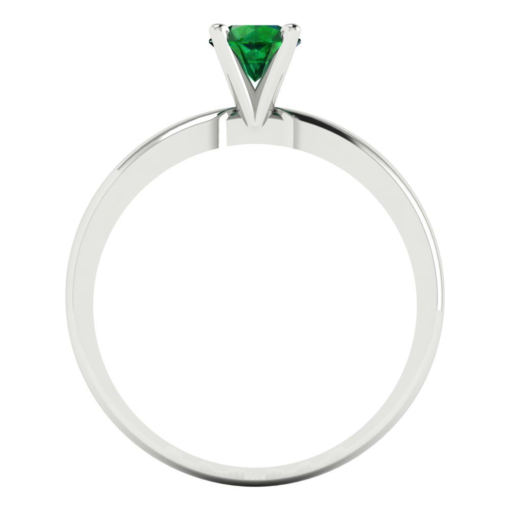 0.5 cttw Simulated Emerald Solitaire  Engagement Ring - Solid Gold (Round Cut,5.0mm)