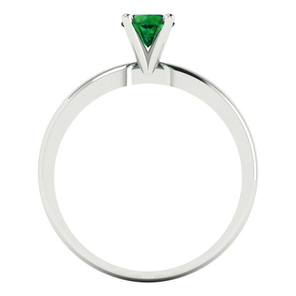 0.5 cttw Simulated Emerald Solitaire  Engagement Ring - Solid Gold (Round Cut,5.0mm)