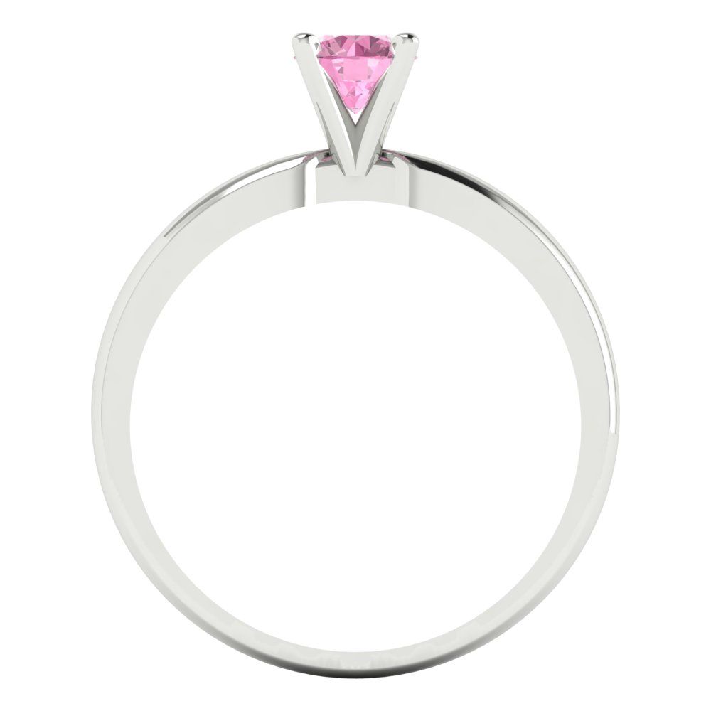 0.5 cttw Zirconia Simulated Pink Diamond Solitaire  Engagement Ring - Solid Gold (VVS1, Round Cut,5.0mm)