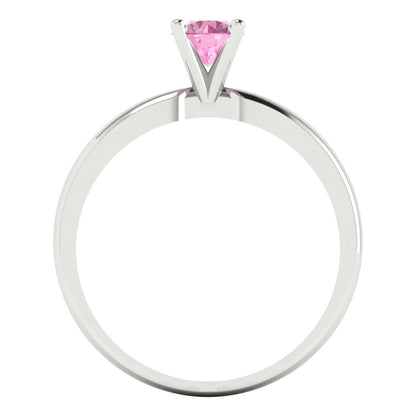 0.5 cttw Zirconia Simulated Pink Diamond Solitaire  Engagement Ring - Solid Gold (VVS1, Round Cut,5.0mm)
