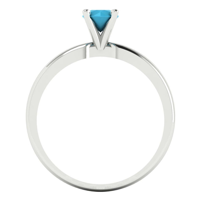 0.5 ct Brilliant Round Cut Simulated Turquoise Stone White Gold Solitaire Ring