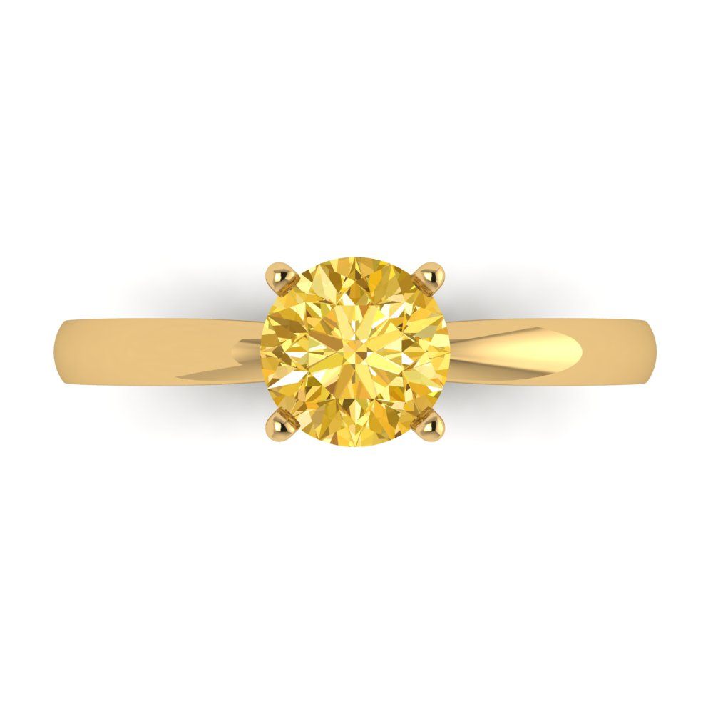 1 cttw Natural Citrine Solitaire  Engagement Ring - Solid Gold (Round Cut,6.5mm)