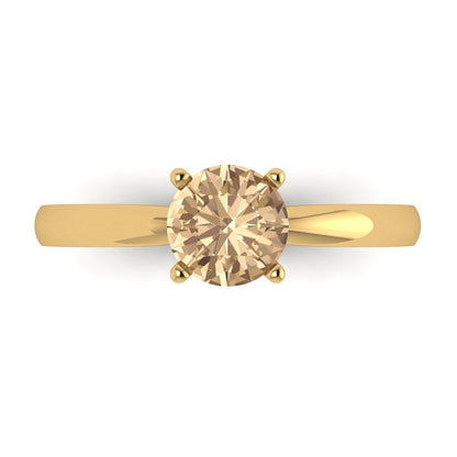 1 cttw Yellow Moissanite Solitaire  Engagement Ring - Solid Gold (Round Cut,6.5mm)