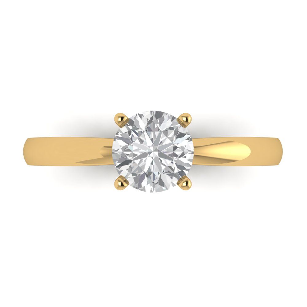 1 cttw Zirconia Simulated Diamond Solitaire  Engagement Ring - Solid Gold (VVS1, Round Cut,6.5mm)