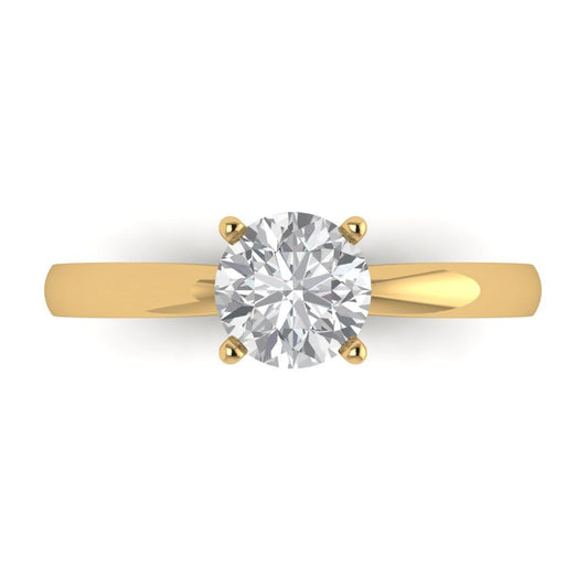 1 cttw Zirconia Simulated Diamond Solitaire  Engagement Ring - Solid Yellow Gold (VVS1, Round Cut,6.5mm)