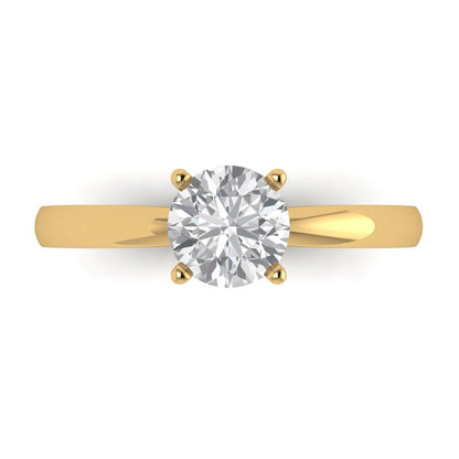 1 cttw White Sapphire Solitaire  Engagement Ring - Solid Gold (Round Cut,6.5mm)