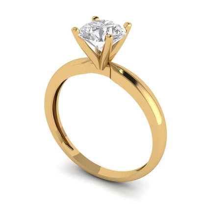 1 cttw Certified Moissanite Solitaire  Engagement Ring - Solid Gold (VVS1, D-F,Round Cut,6.5mm)