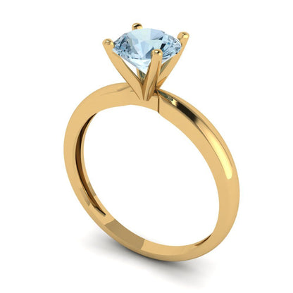 1 cttw Natural Sky Blue Topaz Solitaire  Engagement Ring - Solid Gold (Round Cut,6.5mm)