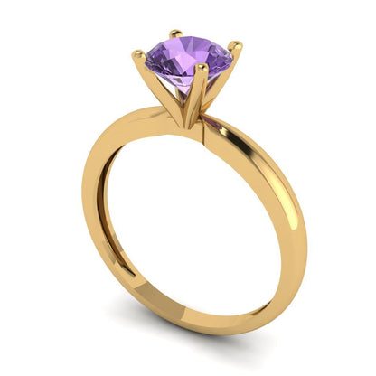1 cttw Simulated Alexandrite Solitaire  Engagement Ring - Solid Gold (Round Cut,6.5mm)