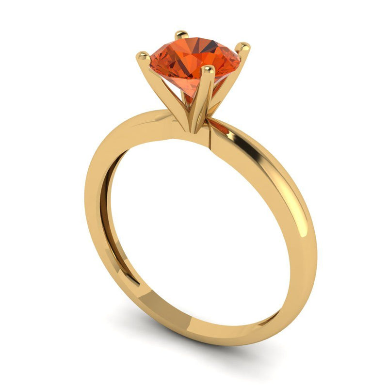 1 ct Brilliant Round Cut Red Simulated Diamond Stone Yellow Gold Solitaire Ring