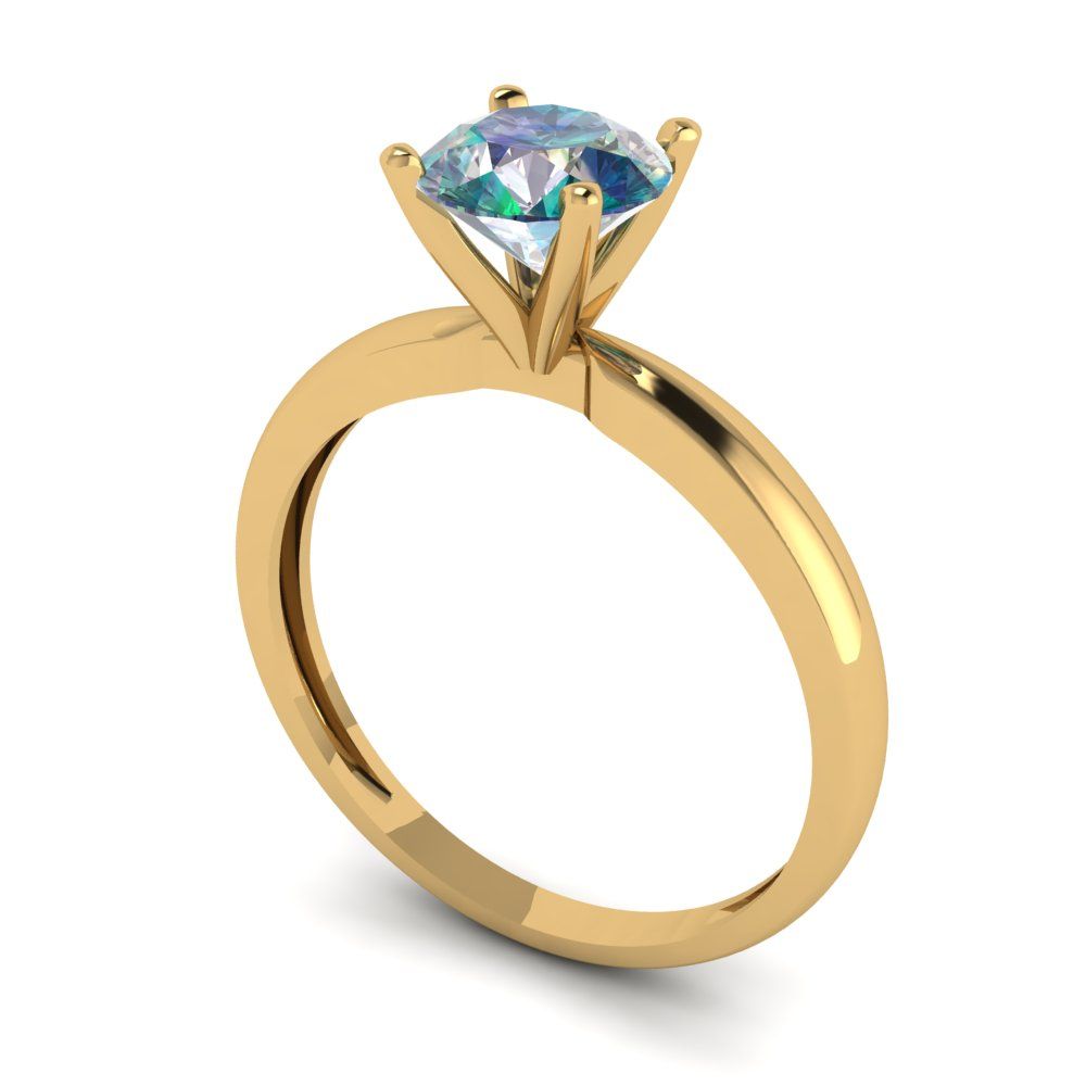 1 cttw Blue Moissanite Solitaire  Engagement Ring - Solid Gold (Round Cut,6.5mm)