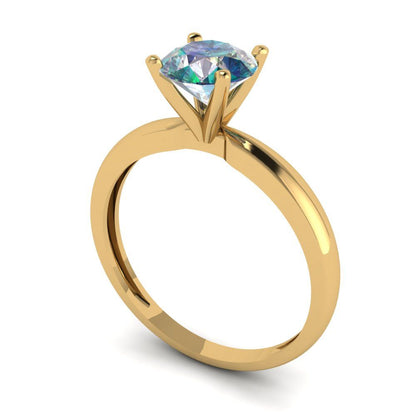 1 cttw Blue Moissanite Solitaire  Engagement Ring - Solid Gold (Round Cut,6.5mm)