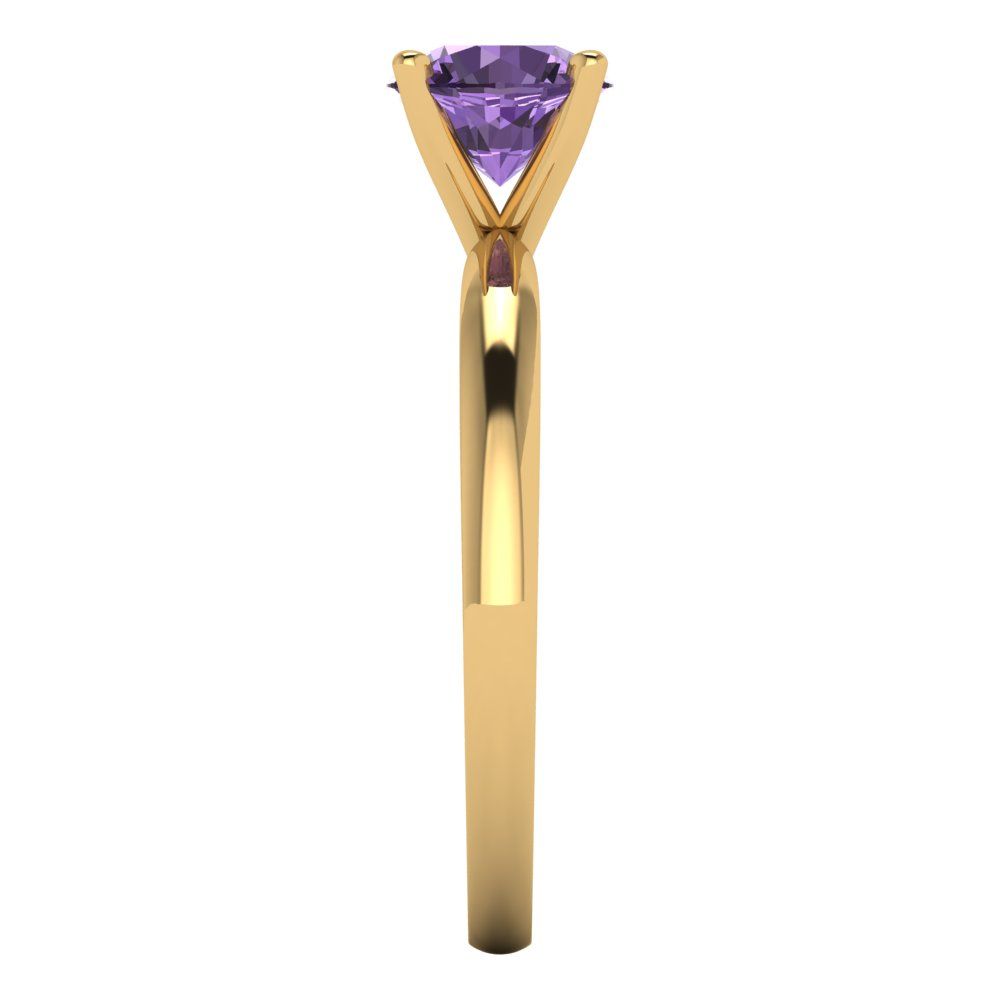 1 cttw Simulated Alexandrite Solitaire  Engagement Ring - Solid Gold (Round Cut,6.5mm)