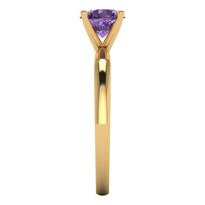 1 cttw Simulated Alexandrite Solitaire  Engagement Ring - Solid Gold (Round Cut,6.5mm)