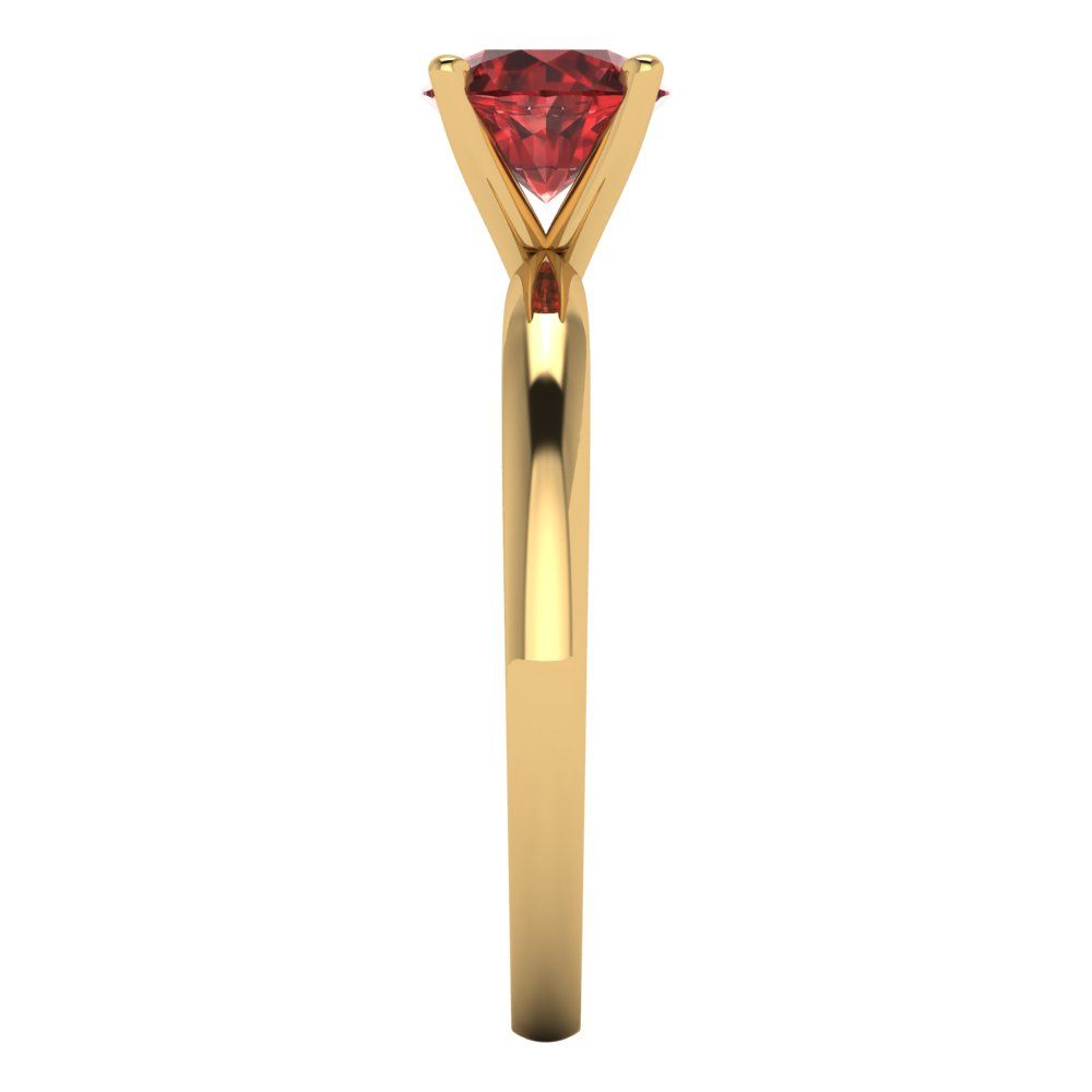 1 cttw Natural Garnet Solitaire  Engagement Ring - Solid Gold (Round Cut,6.5mm)