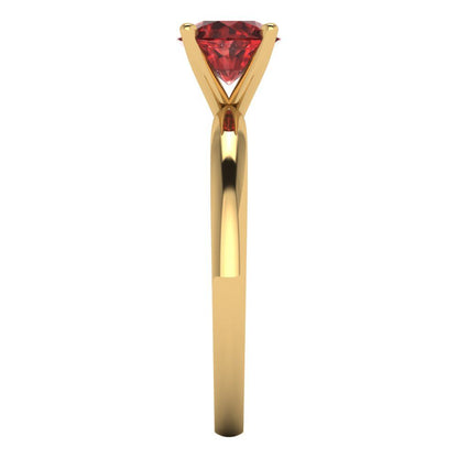 1 cttw Natural Garnet Solitaire  Engagement Ring - Solid Gold (Round Cut,6.5mm)