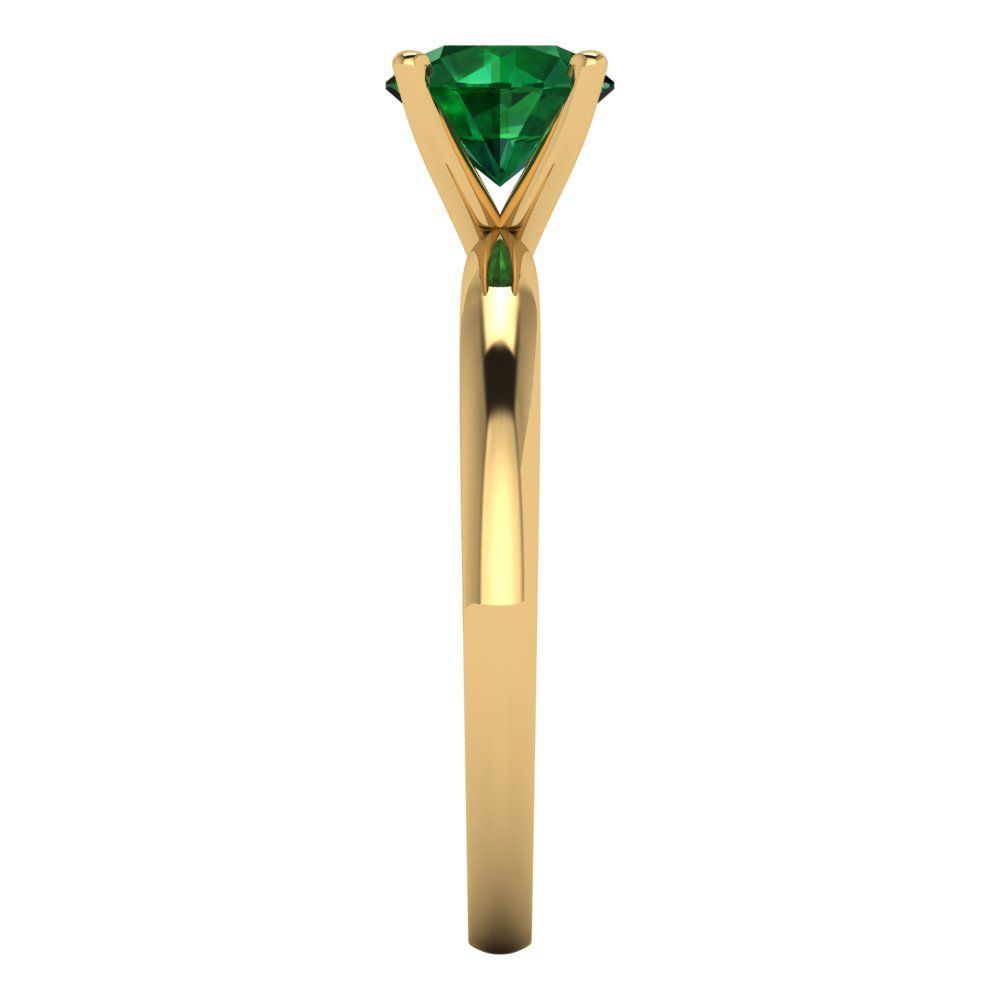 1 cttw Simulated Emerald Solitaire  Engagement Ring - Solid Gold (Round Cut,6.5mm)