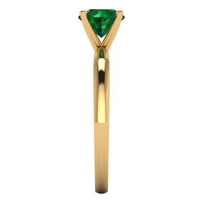 1 cttw Simulated Emerald Solitaire  Engagement Ring - Solid Gold (Round Cut,6.5mm)