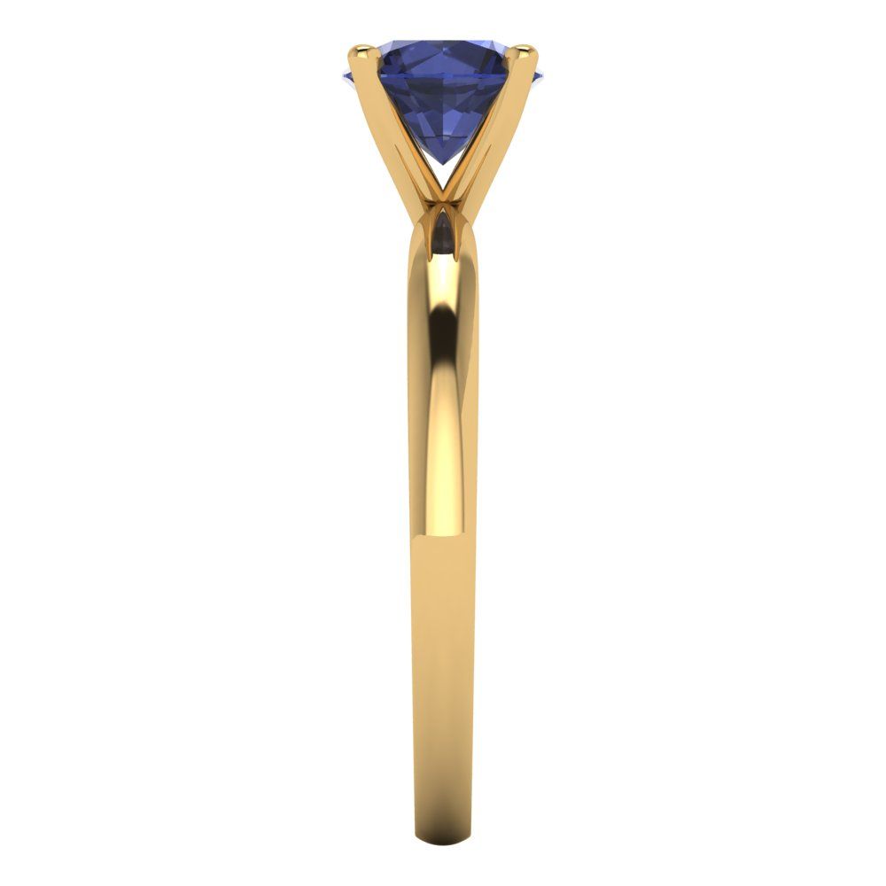 1 cttw Simulated Blue Sapphire Solitaire  Engagement Ring - Solid Gold (Round Cut,6.5mm)