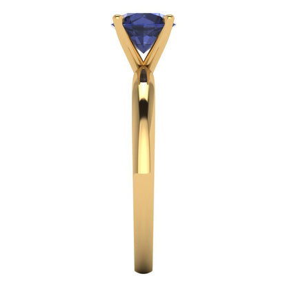 1 cttw Simulated Blue Sapphire Solitaire  Engagement Ring - Solid Gold (Round Cut,6.5mm)