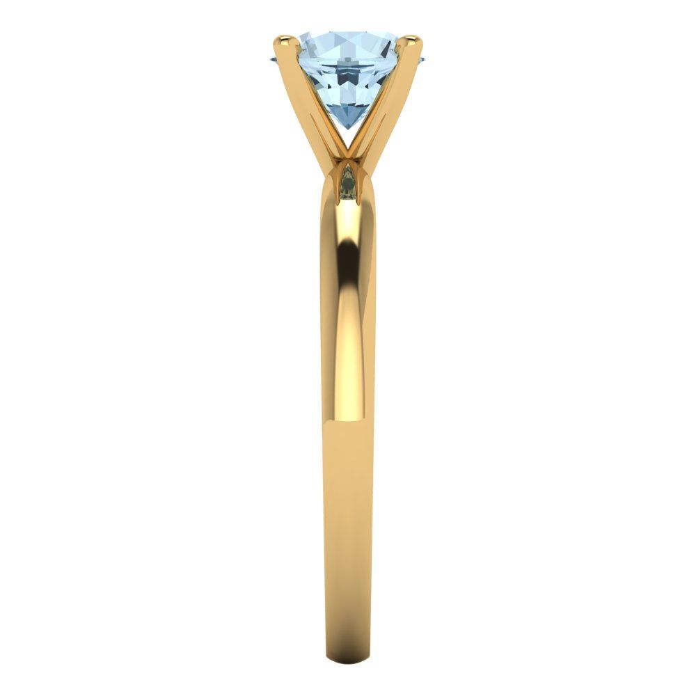 1 cttw Natural Sky Blue Topaz Solitaire  Engagement Ring - Solid Gold (Round Cut,6.5mm)