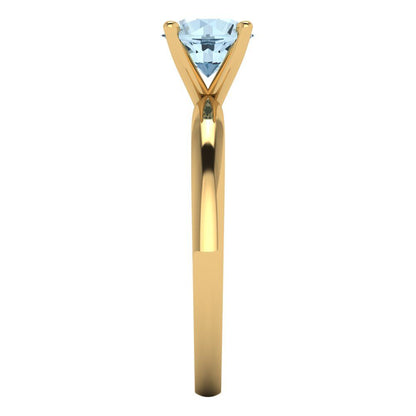 1 cttw Natural Aquamarine Solitaire  Engagement Ring - Solid Gold (Round Cut,6.5mm)