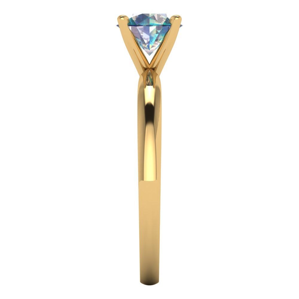 1 cttw Blue Moissanite Solitaire  Engagement Ring - Solid Gold (Round Cut,6.5mm)