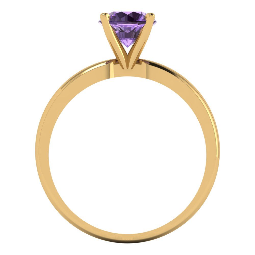 1 cttw Simulated Alexandrite Solitaire  Engagement Ring - Solid Gold (Round Cut,6.5mm)