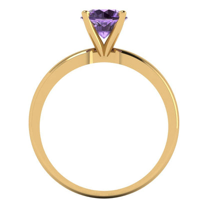1 cttw Simulated Alexandrite Solitaire  Engagement Ring - Solid Gold (Round Cut,6.5mm)