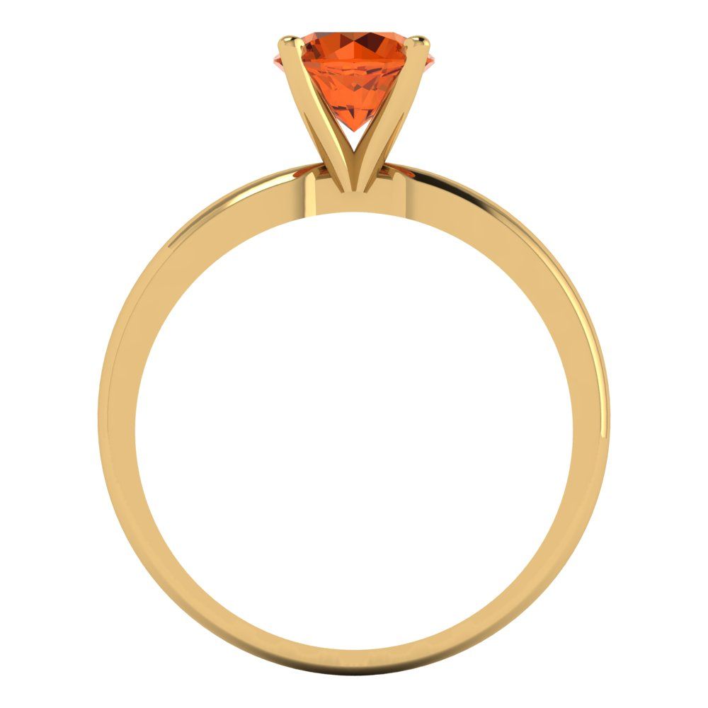 1 cttw Simulated Ruby Solitaire  Engagement Ring - Solid Yellow Gold (VVS1, Round Cut,6.5mm)