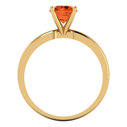 1 cttw Simulated Ruby Solitaire  Engagement Ring - Solid Yellow Gold (VVS1, Round Cut,6.5mm)