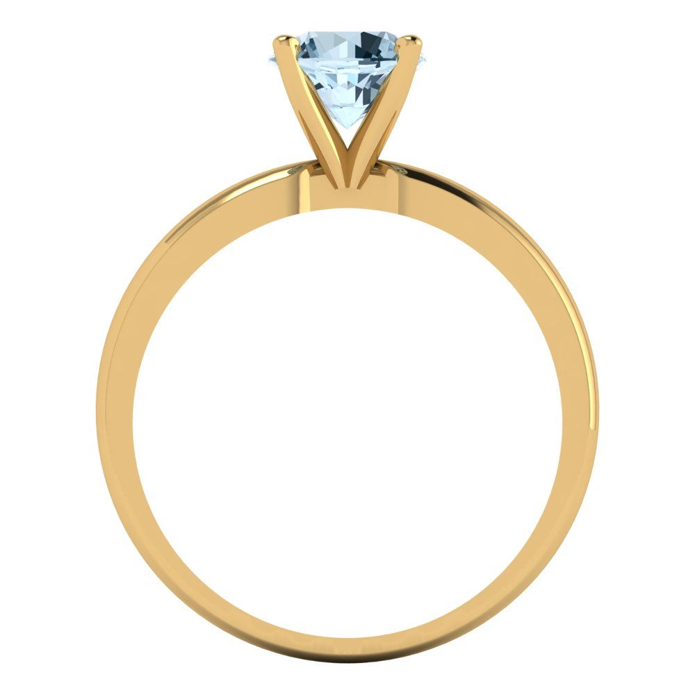 1 cttw Zirconia Simulated Blue Diamond Solitaire  Engagement Ring - Solid Gold (VVS1, Round Cut,6.5mm)