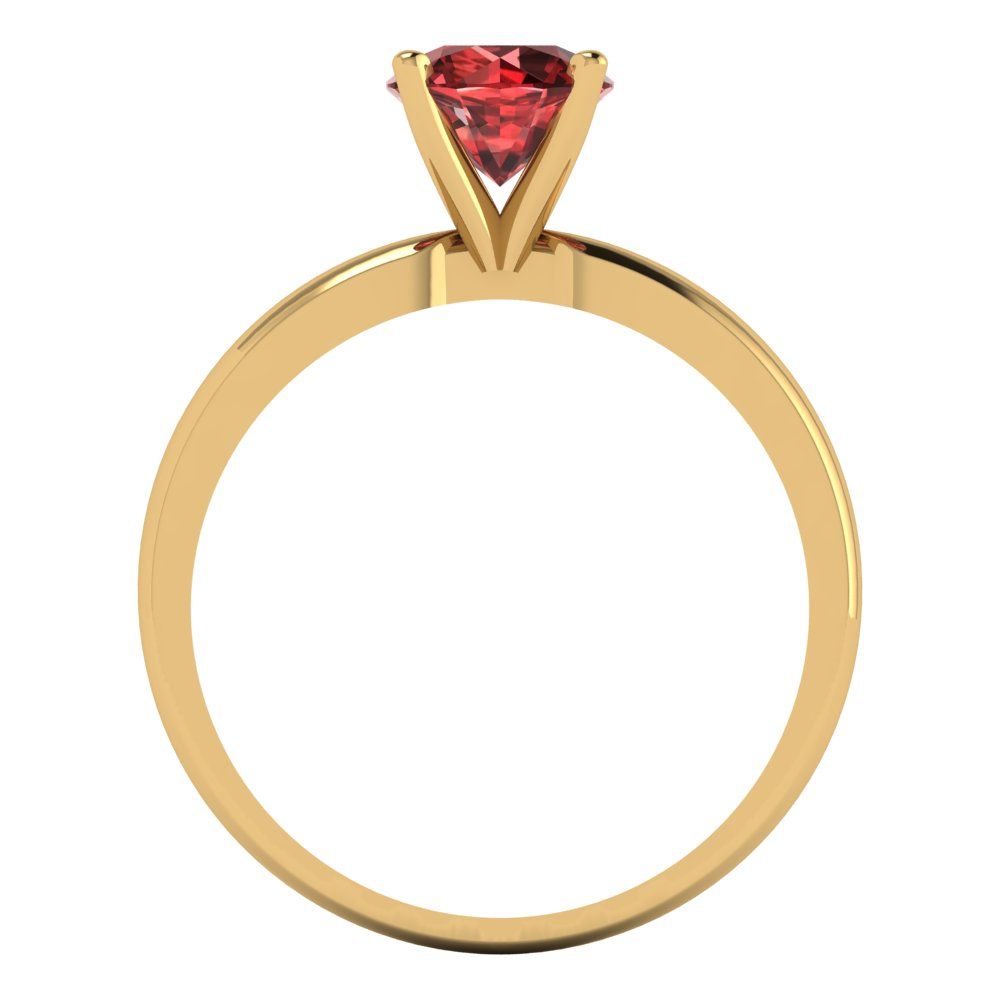 1 cttw Natural Garnet Solitaire  Engagement Ring - Solid Gold (Round Cut,6.5mm)