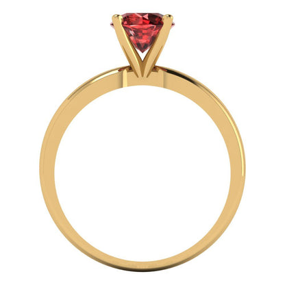 1 cttw Natural Garnet Solitaire  Engagement Ring - Solid Gold (Round Cut,6.5mm)