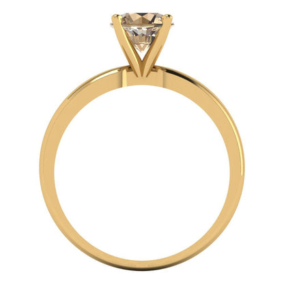 1 cttw Yellow Moissanite Solitaire  Engagement Ring - Solid Gold (Round Cut,6.5mm)