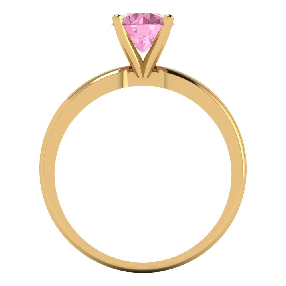 1 cttw Zirconia Simulated Pink Diamond Solitaire  Engagement Ring - Solid Gold (VVS1, Round Cut,6.5mm)